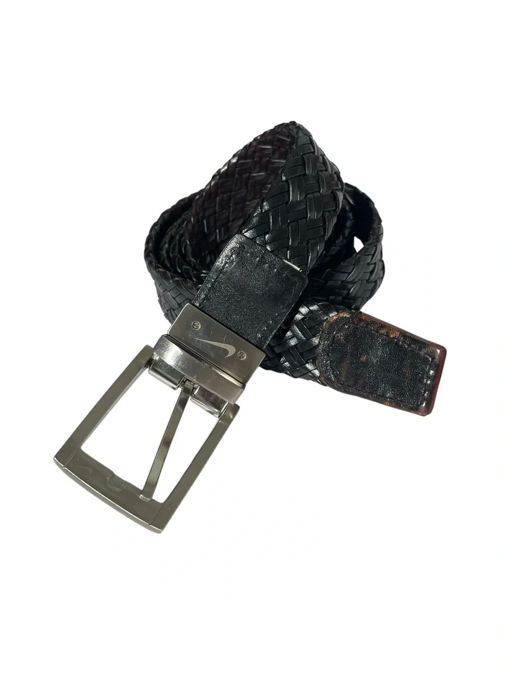 Nike Men’s Reversible Braided Woven Leather Belt Brown/Black Golf 46